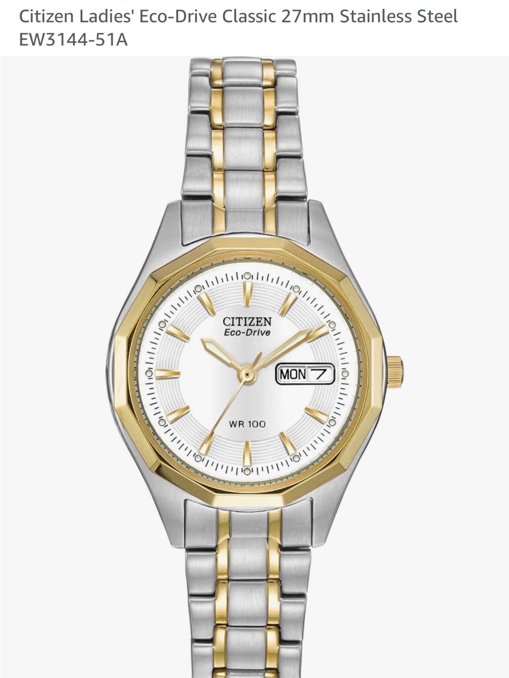 Citizen Two-Tone Silver and Gold Ladies Eco-Drive Watch